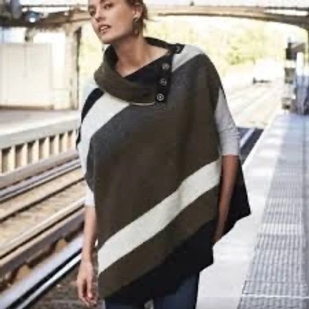 Anthropologie Tabitha Poncho Sweater‎ Cowl Neck Button Detail Women's Size Small